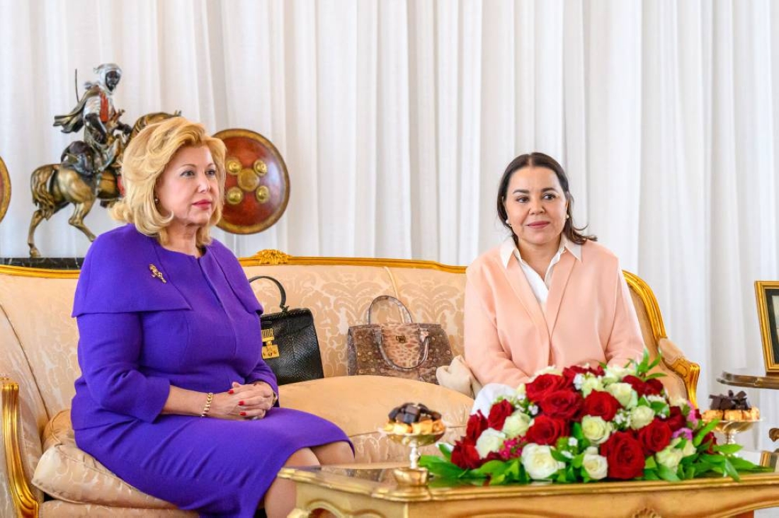 SAR la Princesse Lalla Asmae accueillant la Première Dame de Côté d'Ivoire