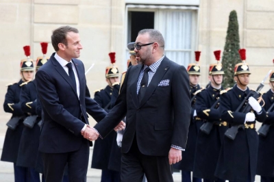 Archives - AFP- President Macron receiving King Mohammed VI