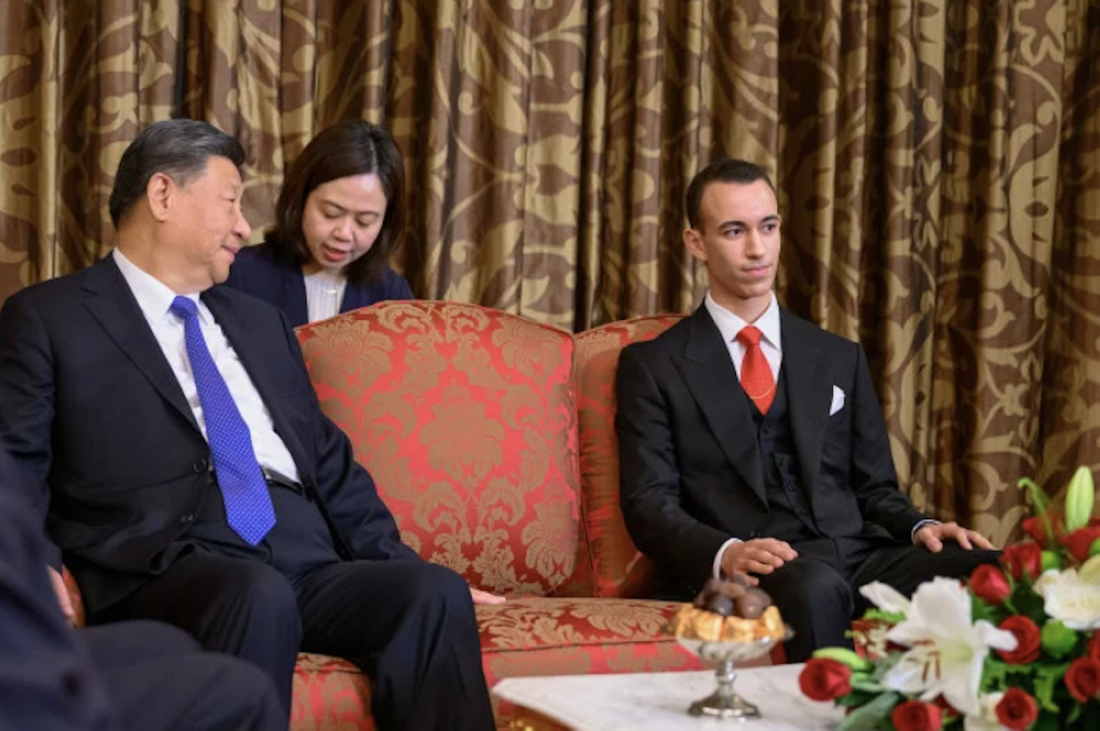 HRH Crown Prince Moulay El Hassan receiving Chinese President Xi Jinping