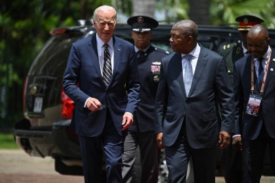 Joe Biden welcomed by Angola President Joao Lourenco