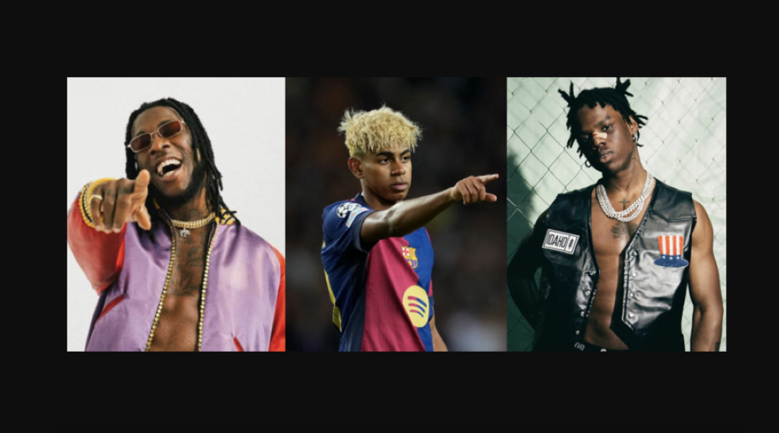 From left to right: Burna Boy, Lamine Yamal, and Rema.







