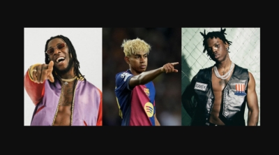 From left to right: Burna Boy, Lamine Yamal, and Rema.








