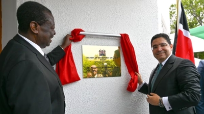 Moroccan Minister of Foreign Affairs, Nasser Bourita, and the Prime Minister and Minister of Foreign Affairs and Diaspora of the Republic of Kenya, Musalia Mudavadi, during the inauguration of the Embassy of the Republic of Kenya in Rabat.







