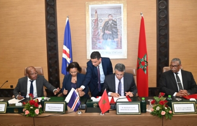 "The Minister of Justice, Abdellatif Ouahbi, and his Cape Verdean counterpart, Joana Gomes Rosa Amado, during the signing of the memorandum."

