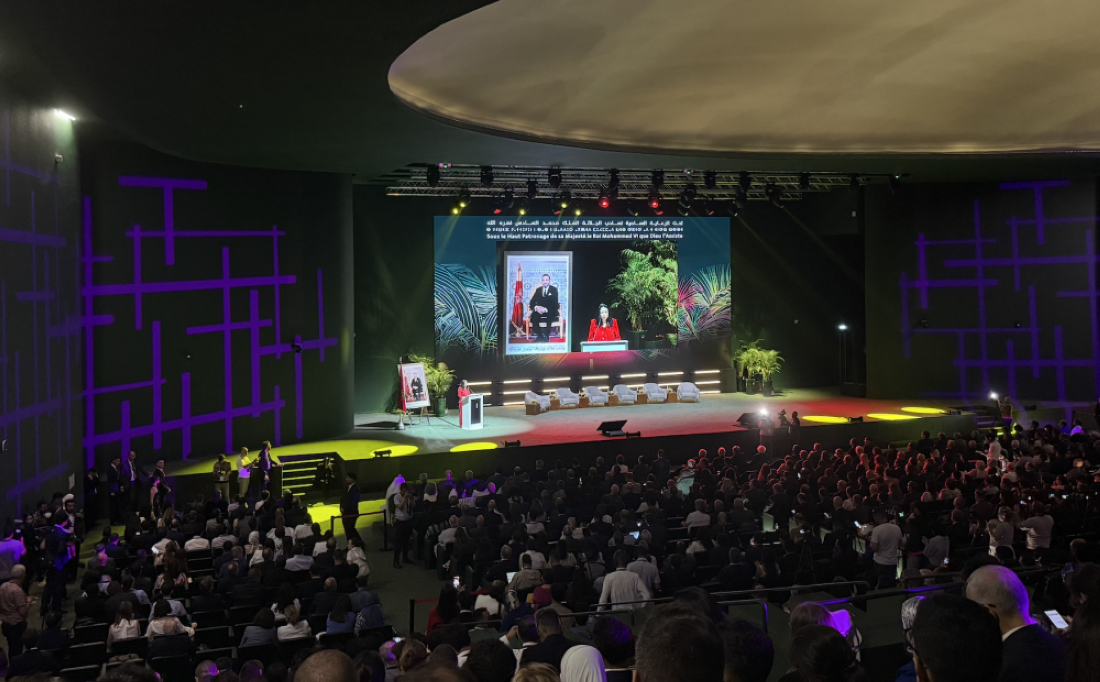 The Minister Delegate in charge of Digital Transition and Administrative Reform, Amal El Fellah Seghrouchni, delivering her address at the AI Conference.