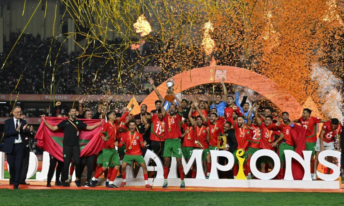 The champions celebrate their great triumph