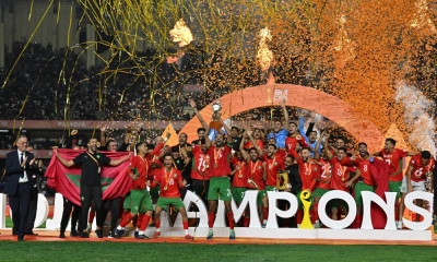 The champions celebrate their great triumph