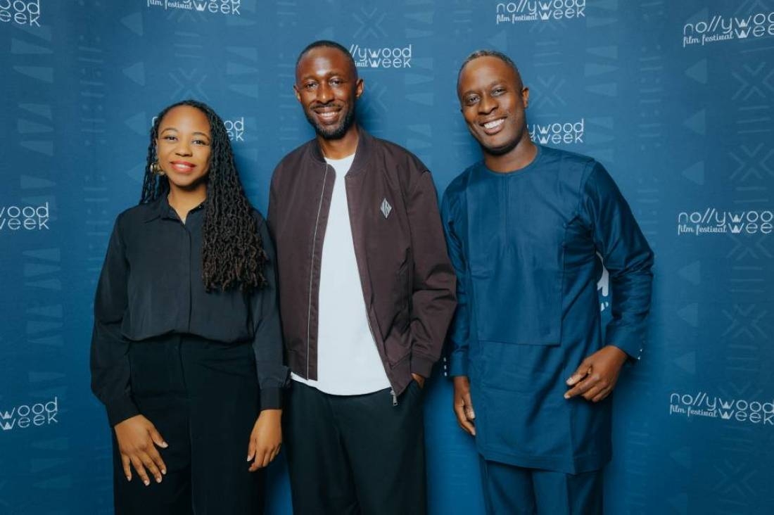 Thomas Ngijol, patron of this edition, alongside Nadira Shakur and Serge Noukoué, the co-founders of the festival.