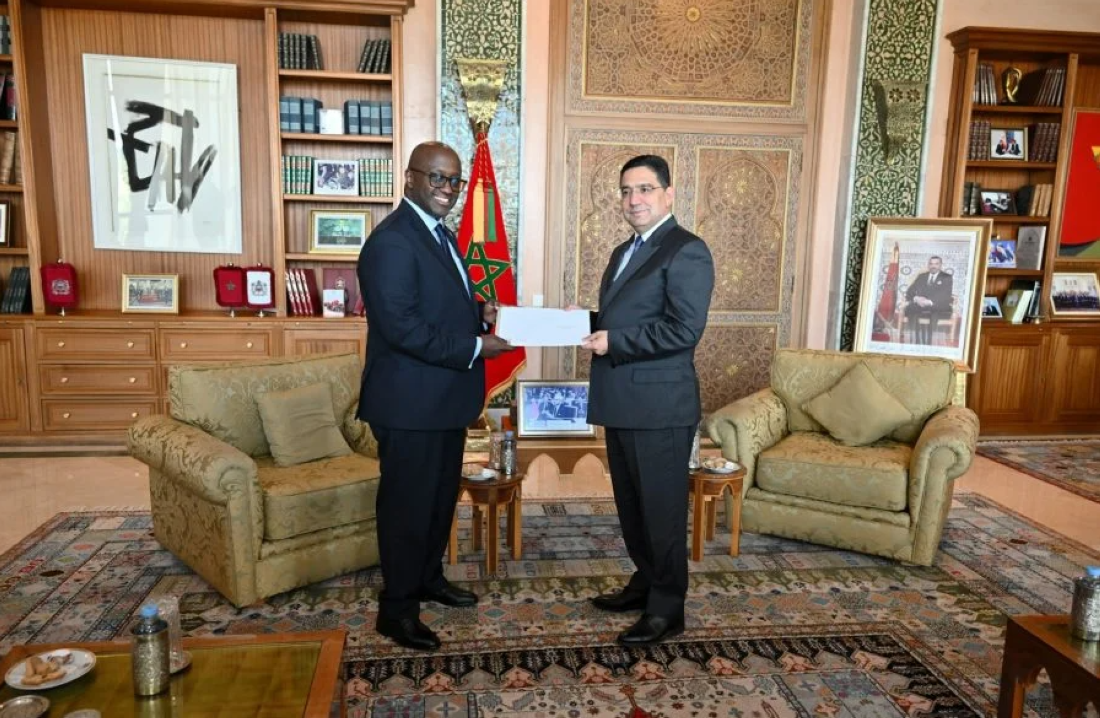 Moroccan Minister of Foreign Affairs Nasser Bourita and Rwandan Minister of Foreign Affairs Olivier Nduhungirehe.