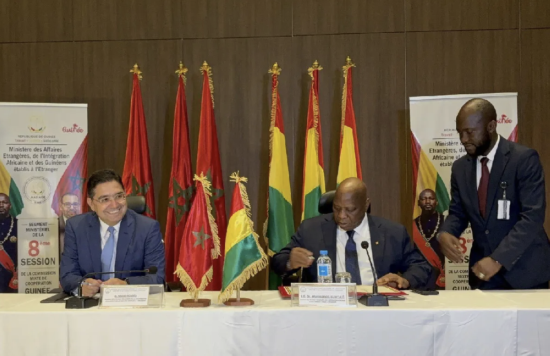 Guinea’s Minister of Foreign Affairs, Morissanda Kouyaté, and his Moroccan counterpart, Nasser Bourita