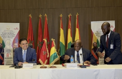 Guinea’s Minister of Foreign Affairs, Morissanda Kouyaté, and his Moroccan counterpart, Nasser Bourita