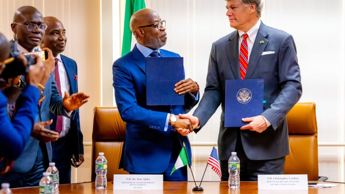 Nigeria’s Minister of Solid Minerals Development, Dele Alake, and U.S. Deputy Secretary of State Christopher Landau.